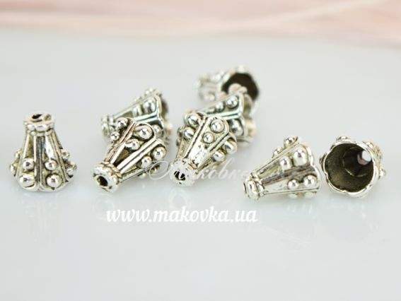 Колпачок бижутерный №44 С точками 10x8.50 мм, античное серебро, 50 шт Колпачок бижутерный №44 С точками 10x8.50 мм, античное серебро, 50 шт