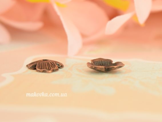 Біжутерний Ковпачок, обіймач для намистини №47 Трилиста квітка 11мм, антична мідь 1 шт
