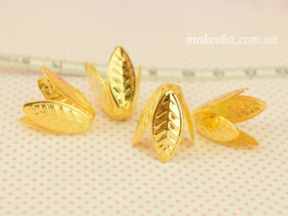 Розетка для бусин №51 Тюльпан размер 18х17 мм, 4 шт, цвет золотой