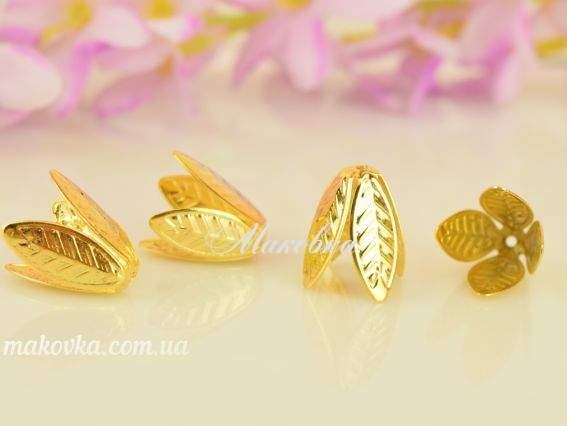 Розетка для намистин №51 Тюльпан великий 18х17 мм, 4 шт, золото