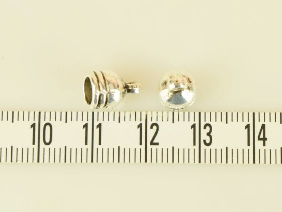 Біжутерний Ковпачок для шнура №24 З колечком 10х7 мм, колір античне срібло, 1 шт