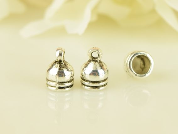 Біжутерний Ковпачок для шнура №24 З колечком 10х7 мм, колір античне срібло, 1 шт