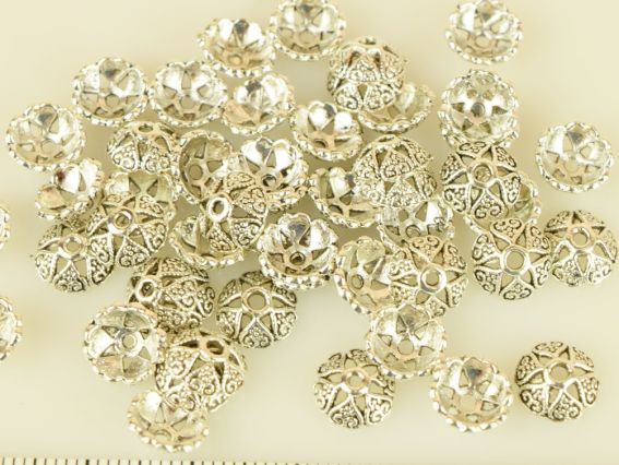 Ковпачок біжутерний №54 Шапочка-сердечка МІНІ 8х3 мм, античне срібло, 50 шт Ковпачок біжутерний №54 Шапочка-сердечка МІНІ 8х3 мм, античне срібло, 50 шт