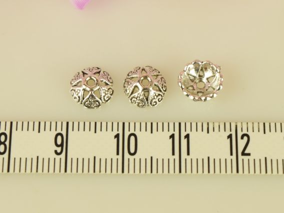 Біжутерний ковпачок (шапочка) №54 Шапочка-сердечка МІНІ 8х3 мм, античне срібло, 1 шт