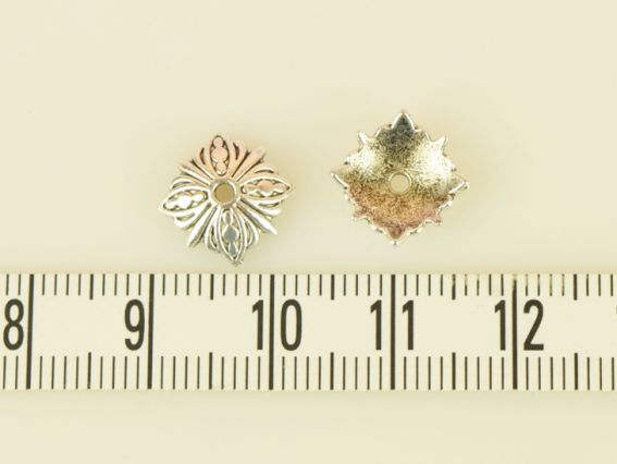 Біжутерний ковпачок (шапочка) №60 Лотос, 10х3мм, колір античне срібло