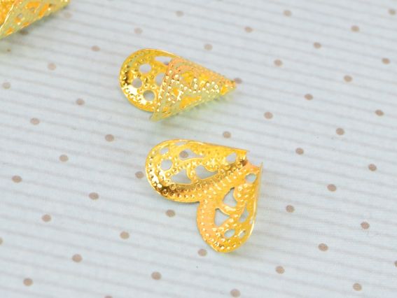 Розетка, обіймач для бусин №61 Два пелюстки 13х10 мм, цвет золотой, упаковка 10 шт