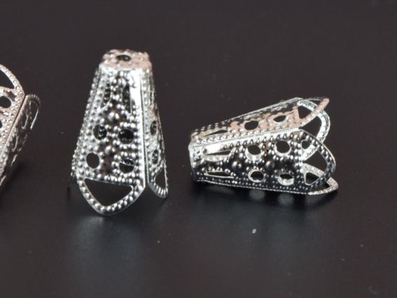 Розетка, обіймач для намистин  та жгутів №62 корзинка 16х11 мм, колір срібний, 3,5г