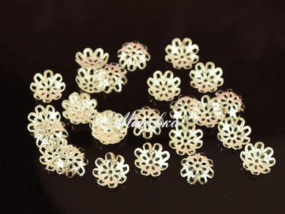 Розетка для намистин №63 Квітка 9 мм, 2 гр, під срібло