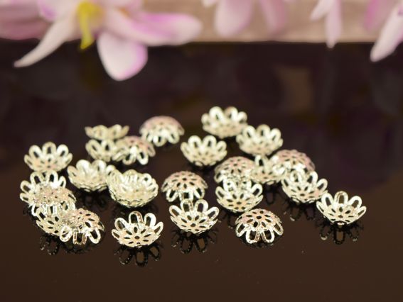 Розетка для бусин №63 Цветок 9 мм, 2 гр, под серебро