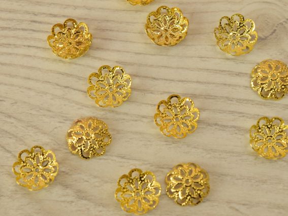 Розетка для намистин №64 Квітка 12 мм, 2г, під золото