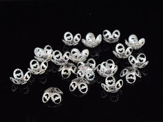 Розетка для намистин №65 Чотири пелюстки 9 мм, 2 гр, під срібло