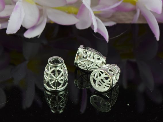 Колпачок бижутерный №66 4 овала Тибет, 11х13мм, цвет серебро, 1шт