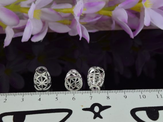 Бижутерный колпачок (шапочка) №66 Тибет, 11х13мм, серебро, 1 шт