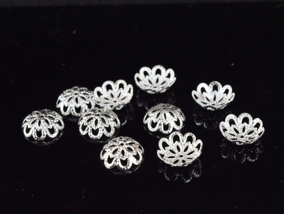Розетка для намистин №67 Квітка 12 мм, 10шт, під срібло