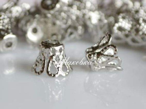 Розетка для бусин №48 Колокольчик 11х8 мм, цвет серебо, 10 г Розетка для бусин №48 Колокольчик 11х8 мм, цвет серебо, 10 г