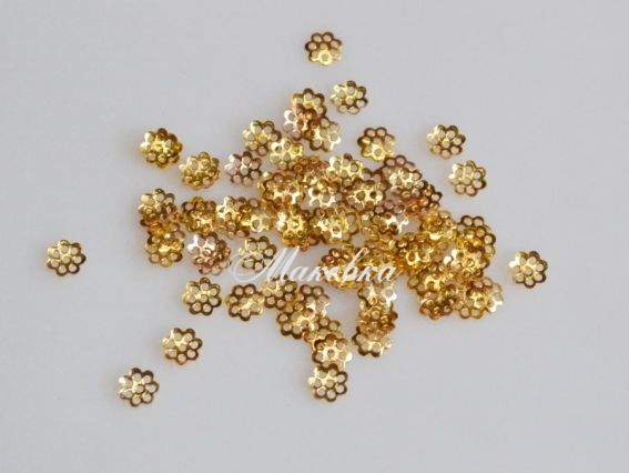 Розетка для бусин №13 Маленький цветок 6 мм, 2 гр, золотого цвета, Розетка для бусин №13 Маленький цветок 6 мм, 2 гр, золотого цвета,