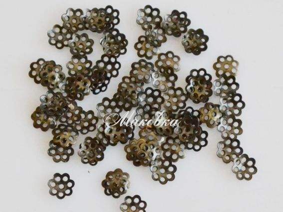 Розетка для бусин №17 Маленький цветок 6 мм, 2 гр, античная бронза Розетка для бусин №17 Маленький цветок 6 мм, 2 гр, античная бронза