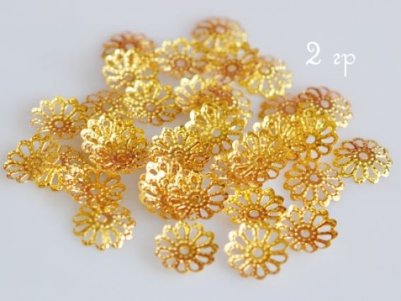 Розетка, шапочка для намистин №18 Ромашка 9 мм, 2 гр, колір золото