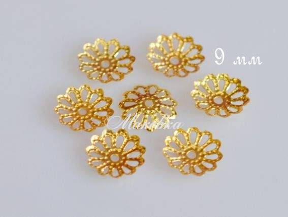 Розетка для намистин №18 Ромашка 9 мм, 2 гр, золото Розетка для намистин №18 Ромашка 9 мм, 2 гр, золото