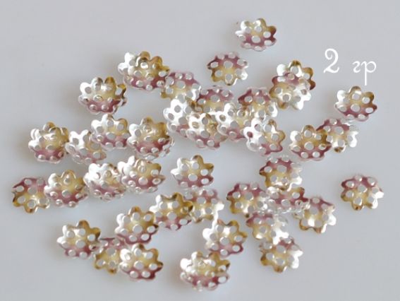 Розетка для бусин №19 Цветочек 8 мм, 2 гр, серебро Розетка для бусин №19 Цветочек 8 мм, 2 гр, серебро