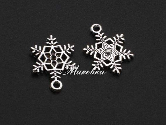Підвіска Сніжинка №5, 15х18 мм, античне срібло, 1 шт