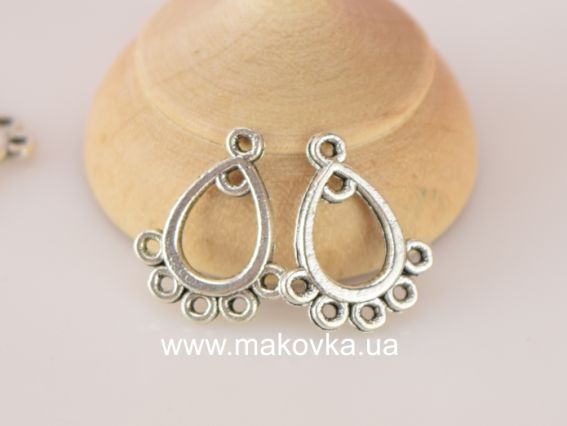 Конектор 1/5 маленька Крапля, 13х16 мм, античне срібло, 1 шт