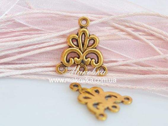 Коннектор 1/3 Лилия, 17х19 мм античное золото, 1 шт Коннектор 1/3 Лилия, 17х19 мм античное золото, 1 шт
