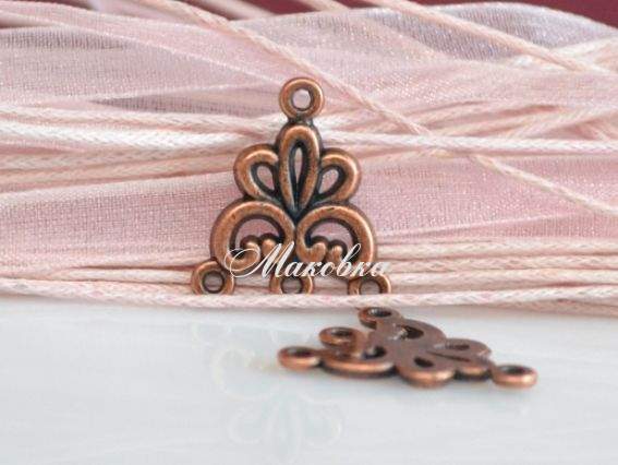 Коннектор 1/3 Лилия, 17х19 мм античная медь, 50 шт Коннектор 1/3 Лилия, 17х19 мм античная медь, 50 шт
