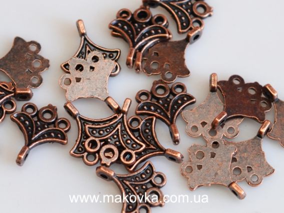 Коннектор 1/3 маленький №05 (треугольный), цвет античная медь, 1 шт