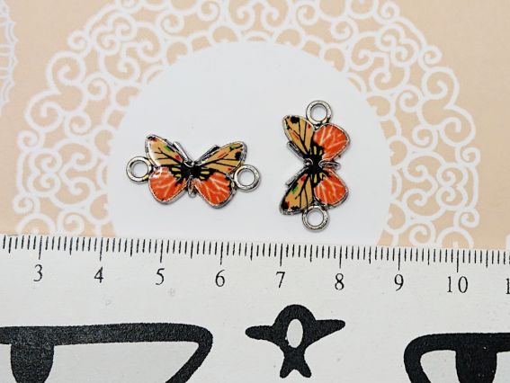 Конектор металевий Метелик , емаль, жовто-помаранчевий 1 шт