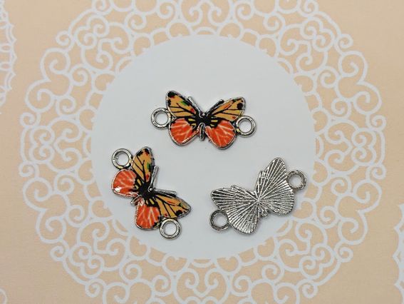 Конектор металевий Метелик , емаль, жовто-помаранчевий 1 шт