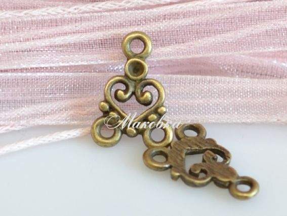 Коннектор 1/2 маленький Сердечко 12х11 мм, античная бронза, 1 шт Коннектор 1/2 маленький Сердечко 12х11 мм, античная бронза, 1 шт