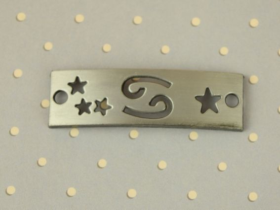 Коннектор металлический прямоугольный изогнутый 69 и звезды, СЕРЫЙ 1 шт