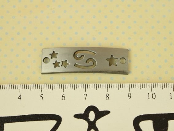 Коннектор металлический прямоугольный изогнутый 69 и звезды, СЕРЫЙ 1 шт