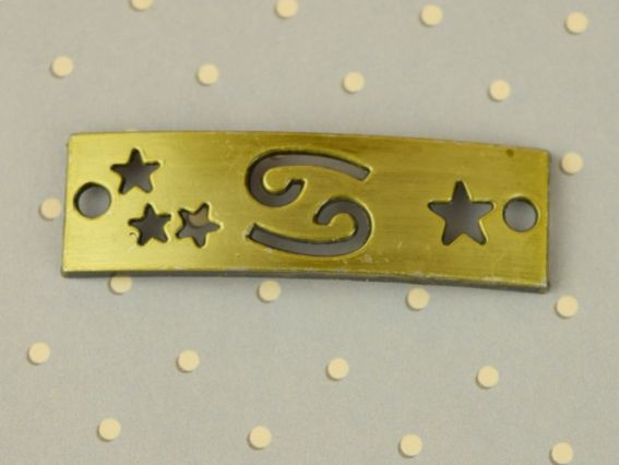 Коннектор металлический прямоугольный изогнутый 69 и звезды, Античная бронза 1 шт