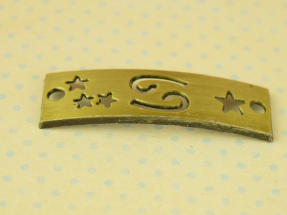 Коннектор металлический прямоугольный изогнутый 69 и звезды, Античная бронза 1 шт
