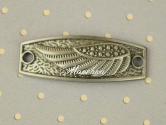 Коннектор для браслета Прямоугольный изогнутый С Крылом, СЕРЫЙ 1 шт