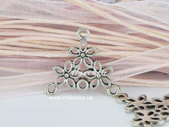 Коннектор 1/3 Три РОМАШКИ, античное серебро, 1 шт Коннектор 1/3 Три РОМАШКИ, античное серебро, 1 шт