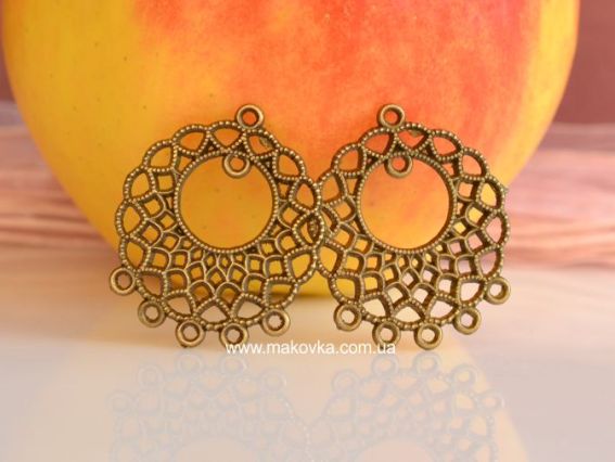 Конектор 1/5 Круглий 28х33 мм, антична бронза, 1 шт