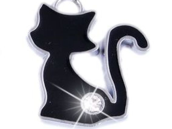 Подвеска Кошечка со стразой (эмаль) Подвеска Кошечка со стразой (эмаль)