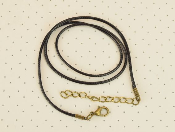 Основа на шею для кулона 1,5 мм черная, с карабином бронзового цвета