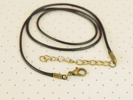 Основа на шею 1,5 мм черная, карабин бронзовый и корейский вощенный шнур  Основа на шею 1,5 мм черная, карабин бронзовый и корейский вощенный шнур 