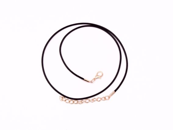 Основа на шею для кулона 1,5 мм черная, с карабином золотого цвета и цепочкой