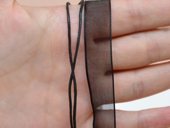 Стрічка під кулон Основа на шию 2 + 1 Комбінована чорна, 1 шт