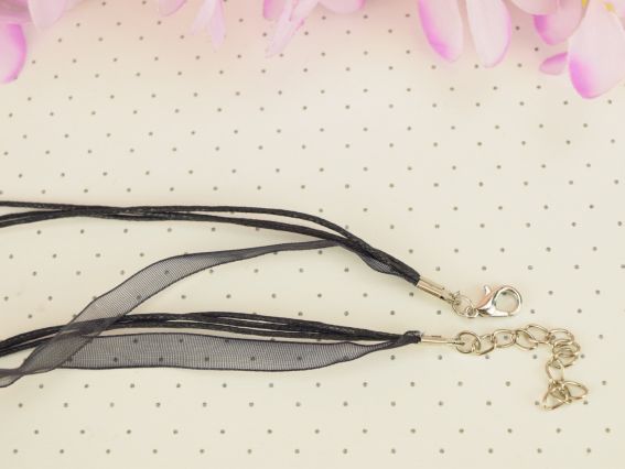 Стрічка під кулон Основа на шию 3+ 1 Комбінована чорна, 1 шт