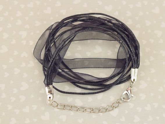 Стрічка під кулон Основа на шию 3+ 1 Комбінована чорна, 1 шт