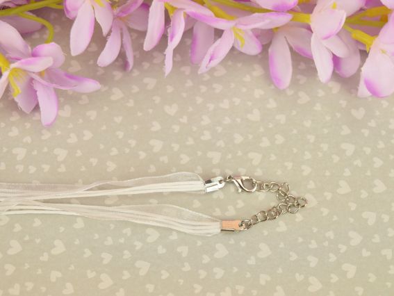 Стрічка під кулон Основа на шию 3+ 1 Комбінована Біла, 1 шт