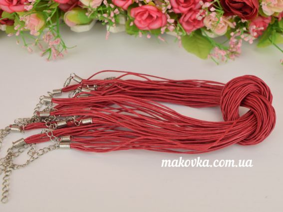 Основа на шею Мульти 5в1 из вощенных шнуров , 42+4 см цвет на выбор №1 бордовый