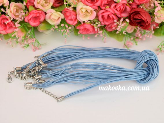 Основа на шею Мульти 5в1 из вощенных шнуров , 42+4 см цвет на выбор №2 голубой