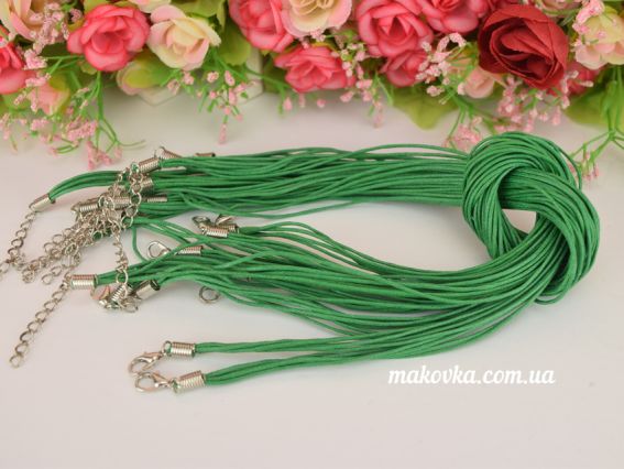 Основа на шею Мульти 5в1 из вощенных шнуров , 42+4 см цвет на выбор №7 зеленый